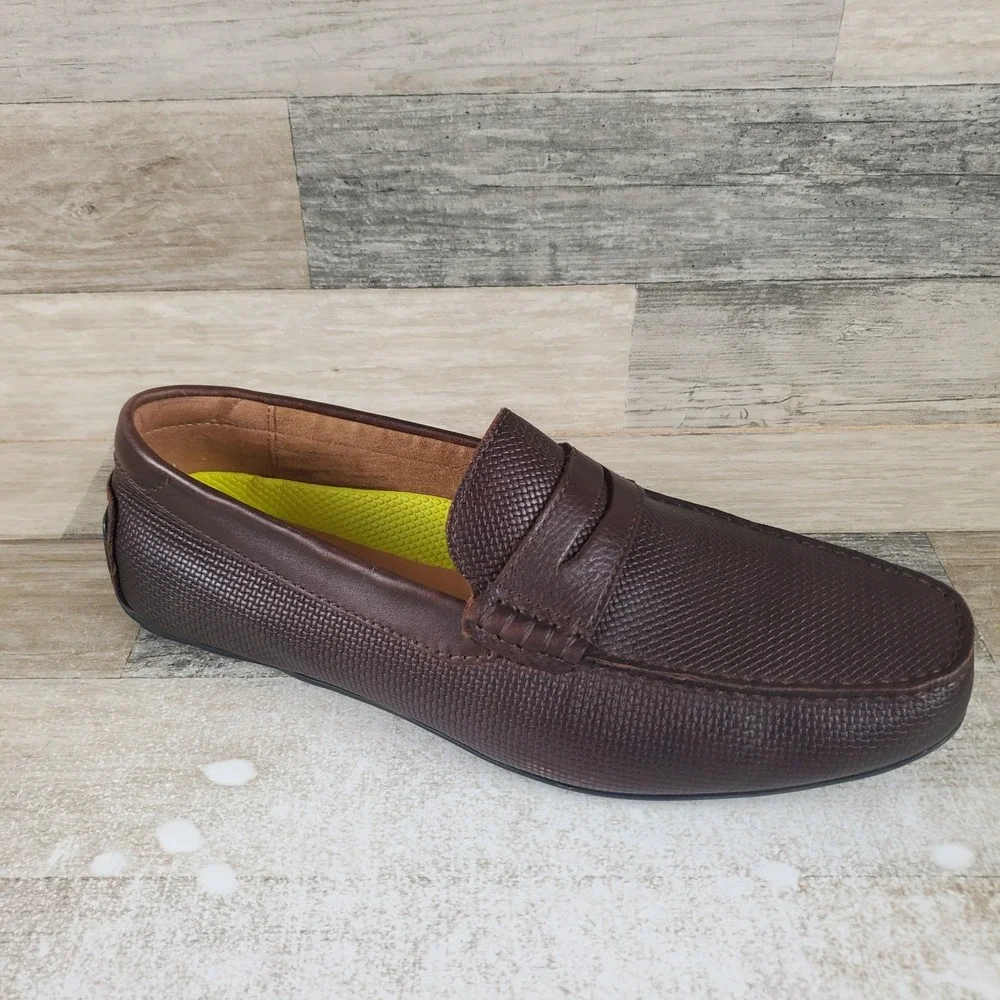Florsheim Motor Mens‎ Penny Loafers Sz 12 W Brown Leather Slip On Round Toe